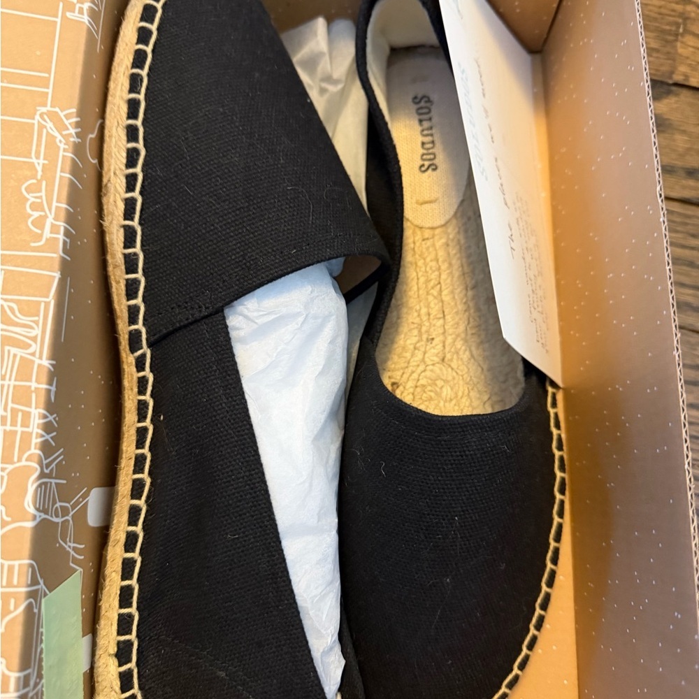 Soludos Black Espadrille Slip-On shoes women's size 11 NIB NEW